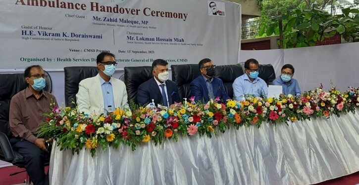 ভারতের উপহারের ১০৯ অ্যাম্বুলেন্সের চাবি হস্তান্তর